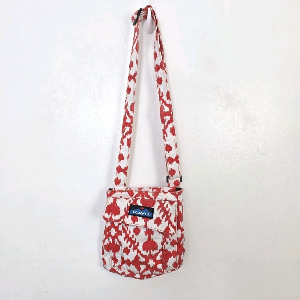 Kavu White Orange Aztec Outdoor Travel Granola Girl Small Crossbody Bag Purse